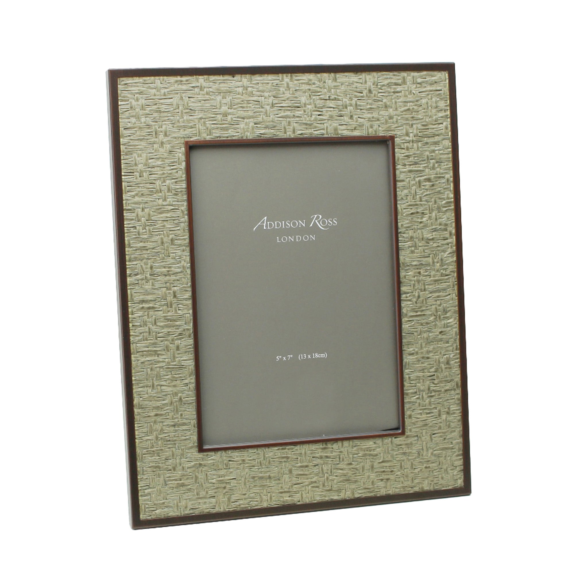 Leather and Moss Rattan Photo Frame